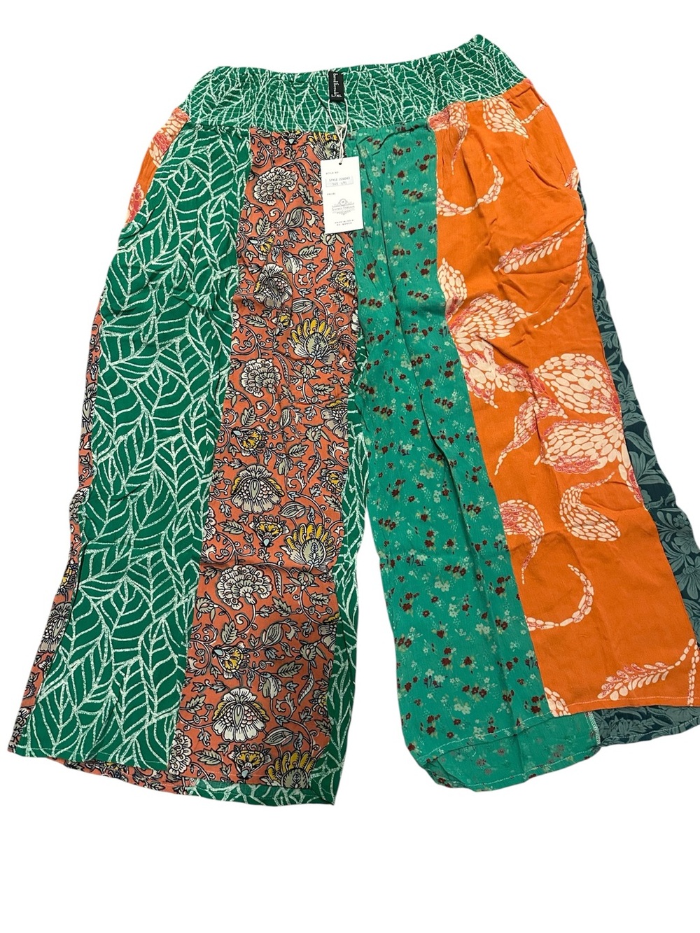 Sacred Threads Multicolor Patchwork Wide-Leg Pants -  6043. LG/GY01